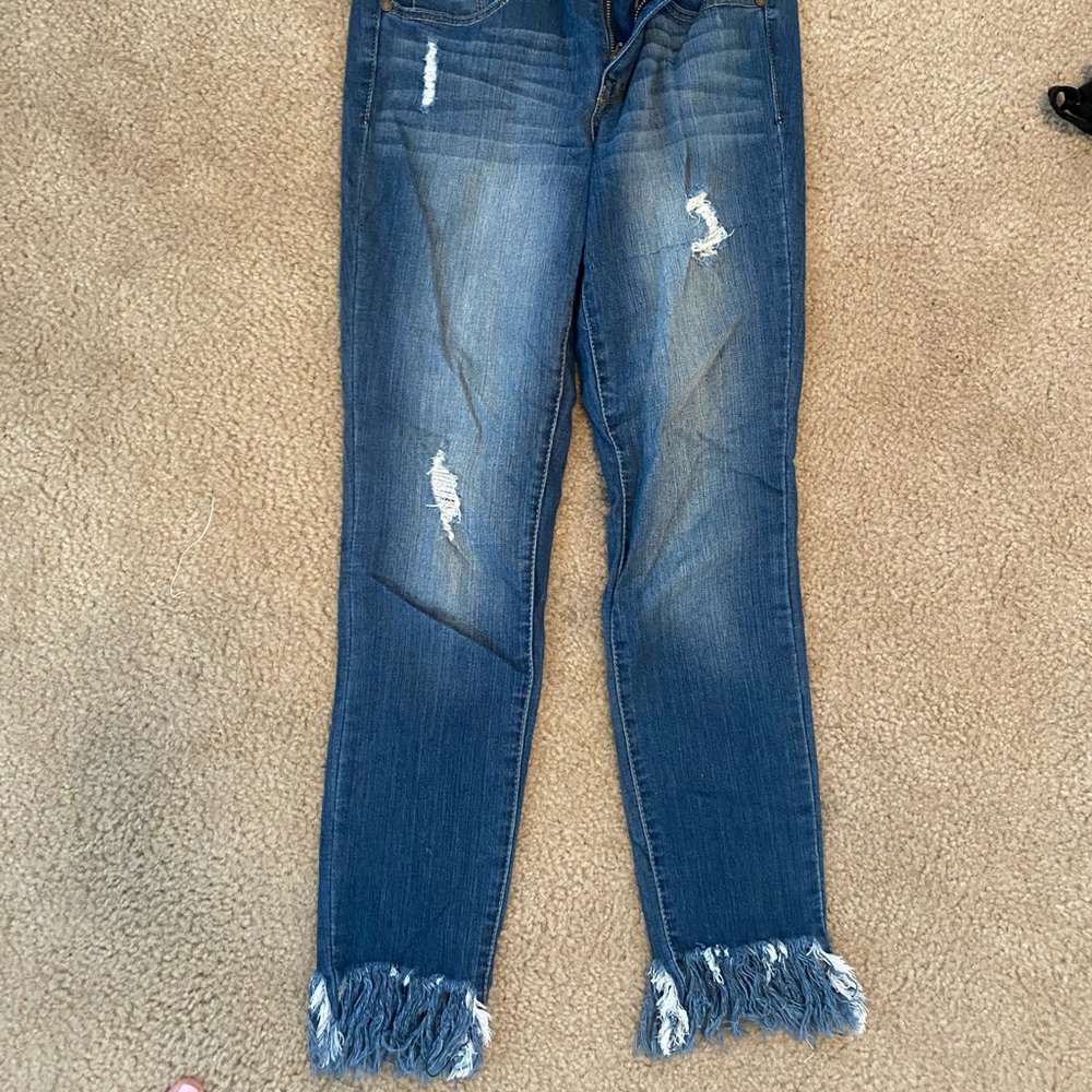 1822 Flare Bottom Dark Blue Denim Crop Jeans size 4